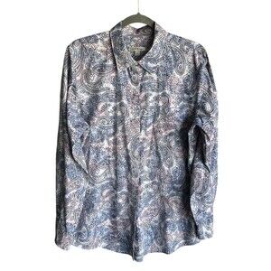 Orvis Womens Size 18 Button Down Long Sleeve 100% Cotton Pastel Paisley‎ Pattern